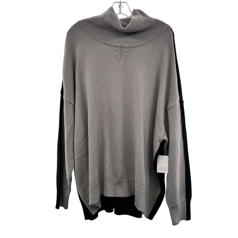 Daily Thread Women's Turtleneck Sweater Gray/Navy Colorblock Size 3X New